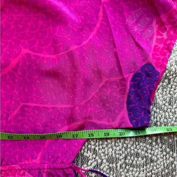 TRINA TURK Patterned Silk Blouse - Fuchsia, Hot Pink, Purple - Small - Picture 8 of 11